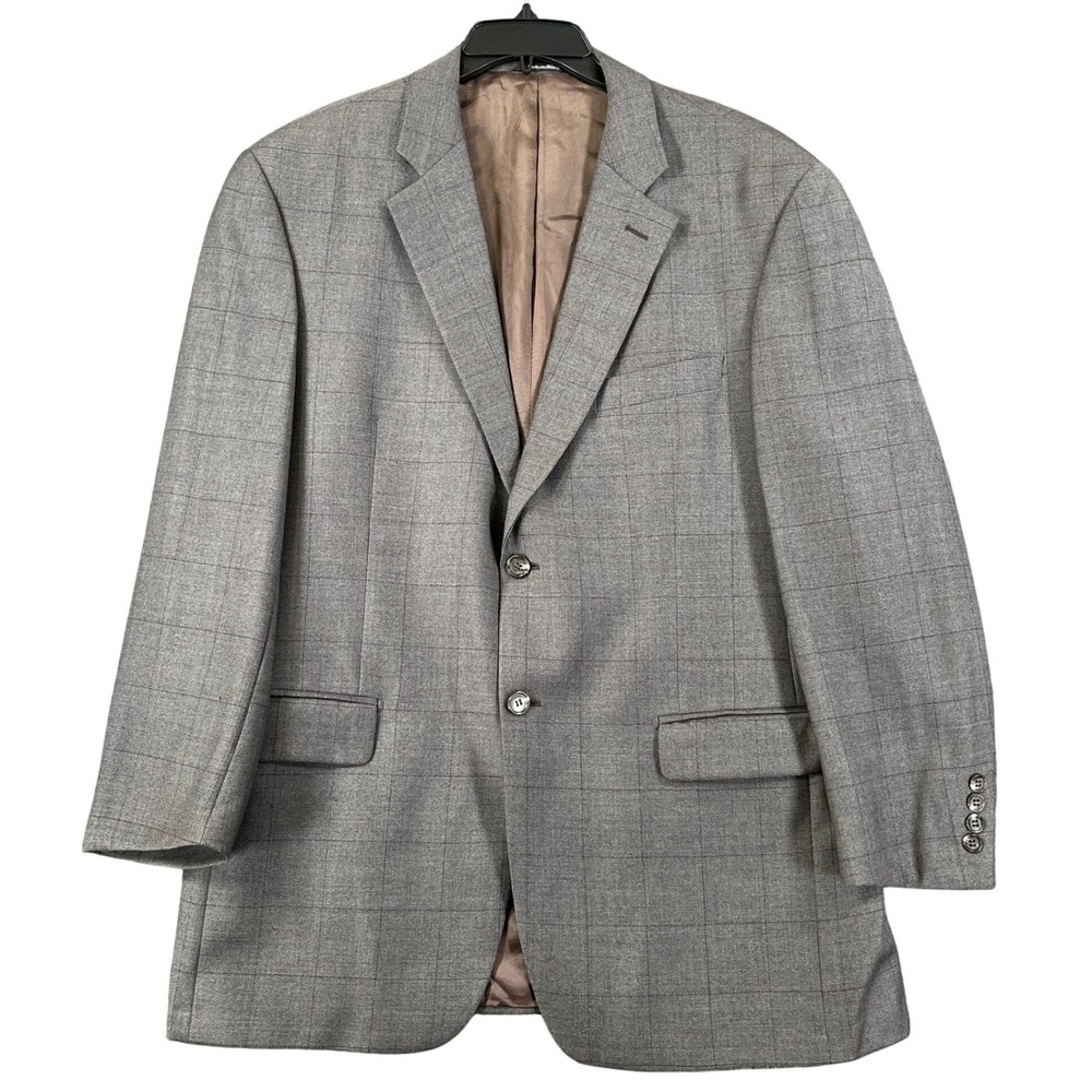 Marzotto Sartoriale Wool Cashmere Sport Coat Mens 44 Grey Windowpane Blazer Work